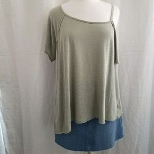 Free People Coraline Tee in Sage Green - NWOT